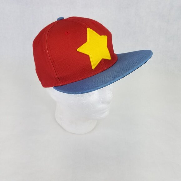 Steven Universe Lion Stuffie Cap Hat Red Snapback Flat Blue Bill Cartoon Network - Picture 3 of 16